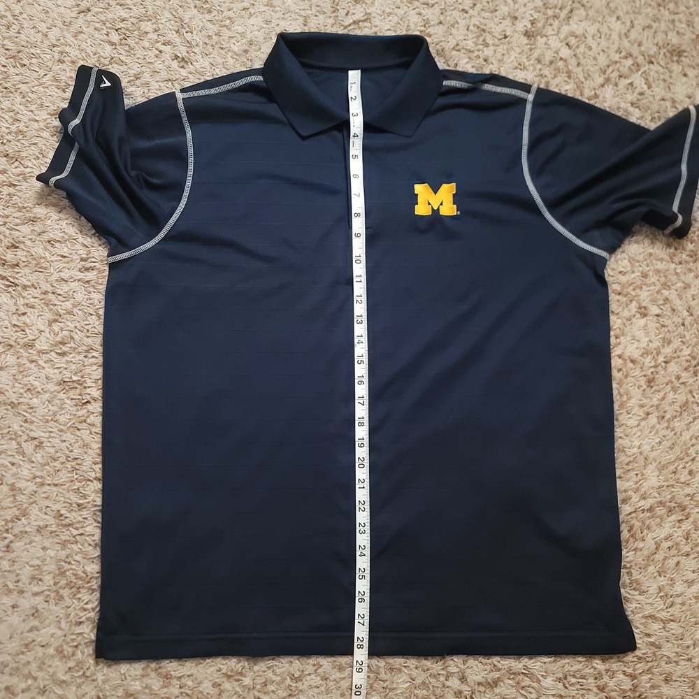 Antigua Polo Shirt Men XL Navy Blue Michigan Wolverines Embroidered Short Sleeve - Picture 8 of 10